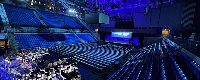 The Rick Case Arena set up for a graduation